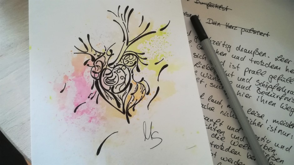 Zufallsprodukt "Dieses Herz". Zeichnung (2021), Manuela Sies/Ideenfülle